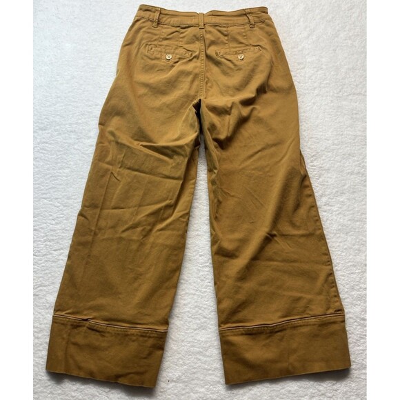 Anthropologie Chino Pants Womens 0 Cropped Pin Tuck Wide Leg Preppy Minimalist - Picture 8 of 8